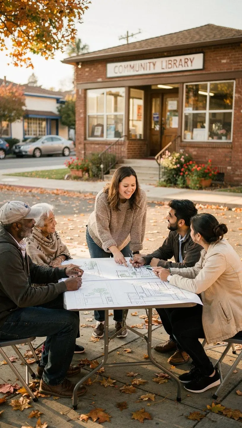 Close-up of a laptop screen displaying a blog post about practical community problem-solving approaches.